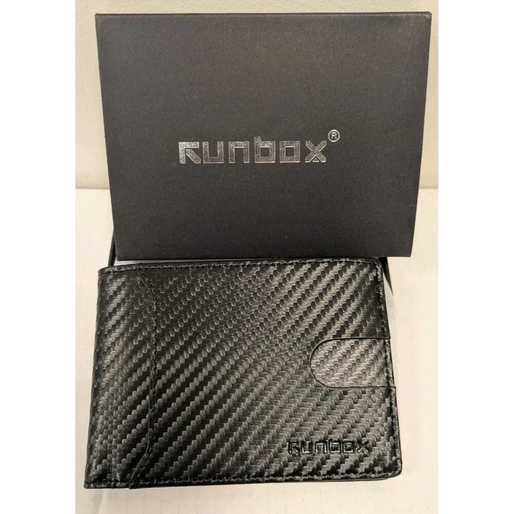 RUNBOX Slim Wallet for Men Leather RFID Blocking Minimalist Bifold New with Tags